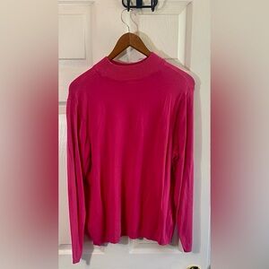 Chico's Long Sleeve Mock Neck Top in Fuchsia